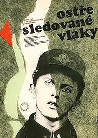 Plakat filma Ostre sledované vlaky (1966).